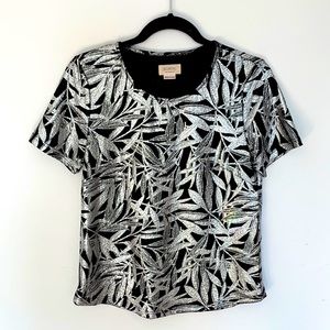 Nümph Metallic Silver Floral Top